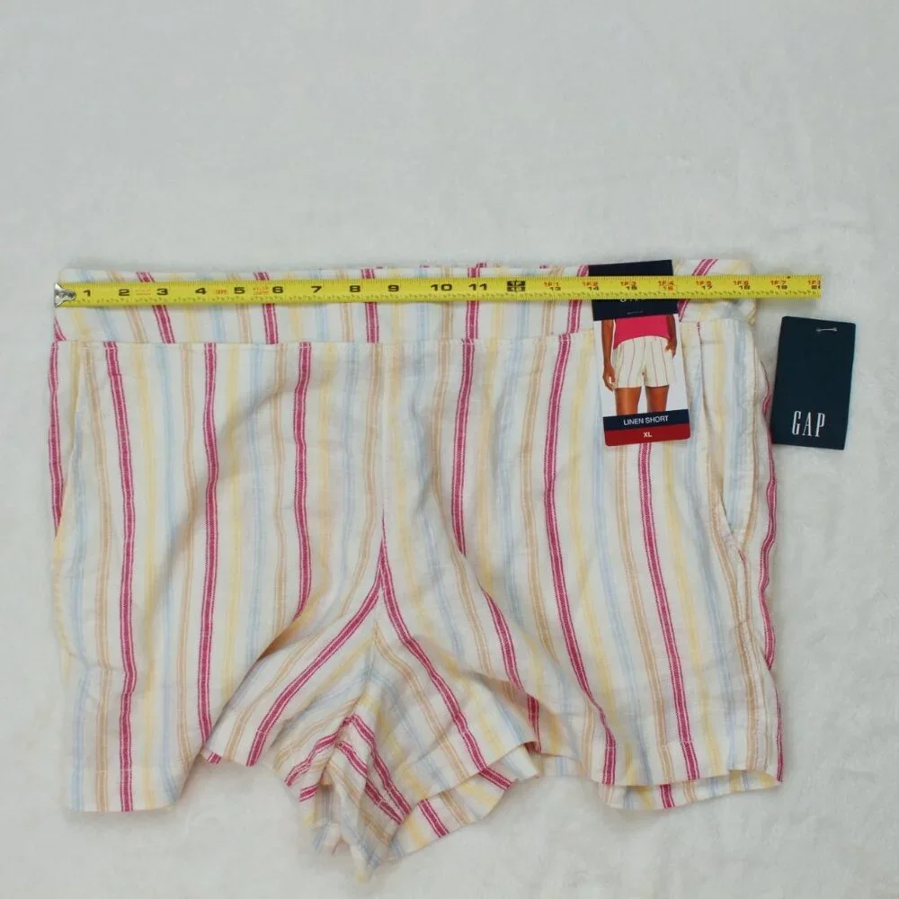 NWT GAP multi colored striped linen shorts XL summer vacation